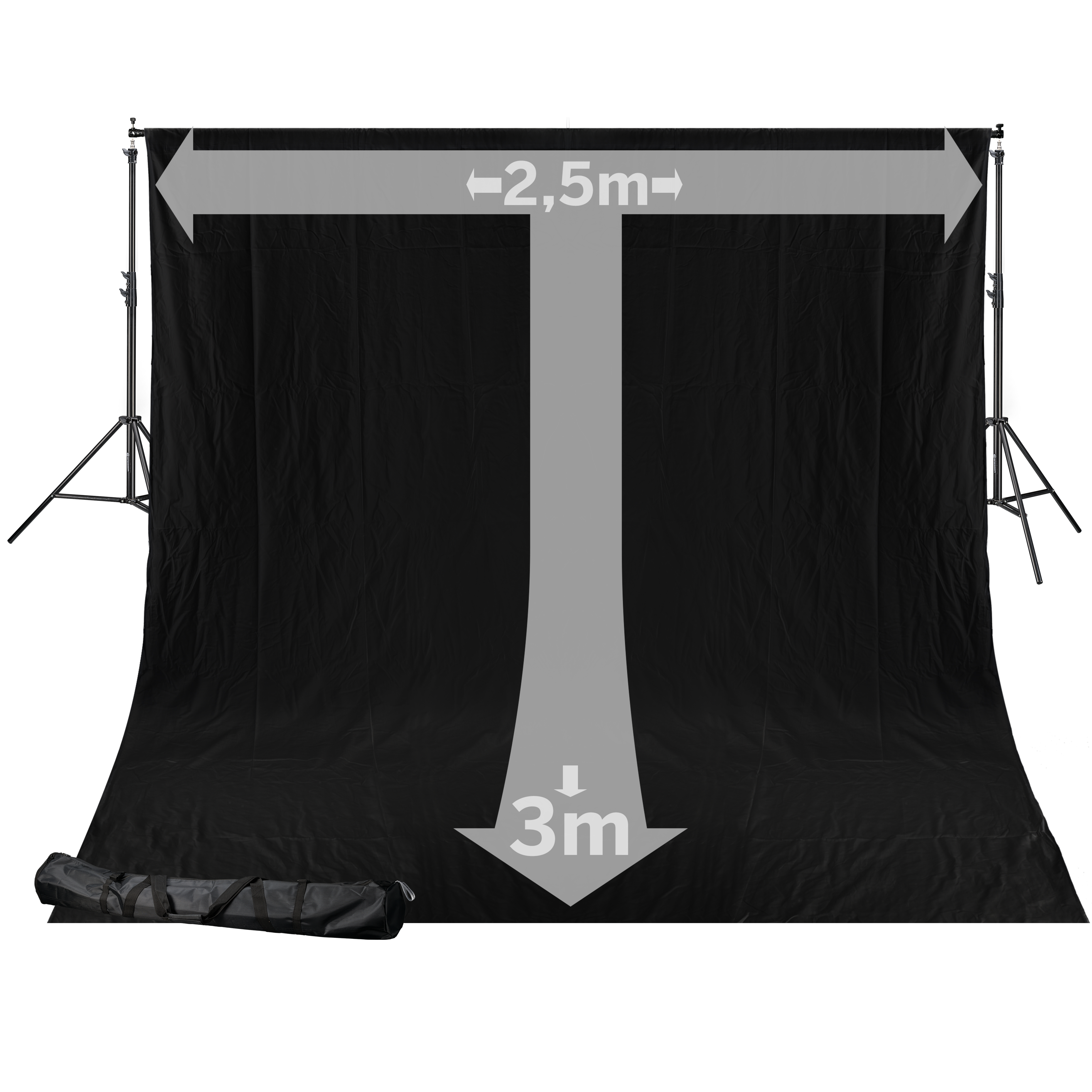 BRESSER BR-D24 Système de fond + fond tissu 2,5 x 3m Noir