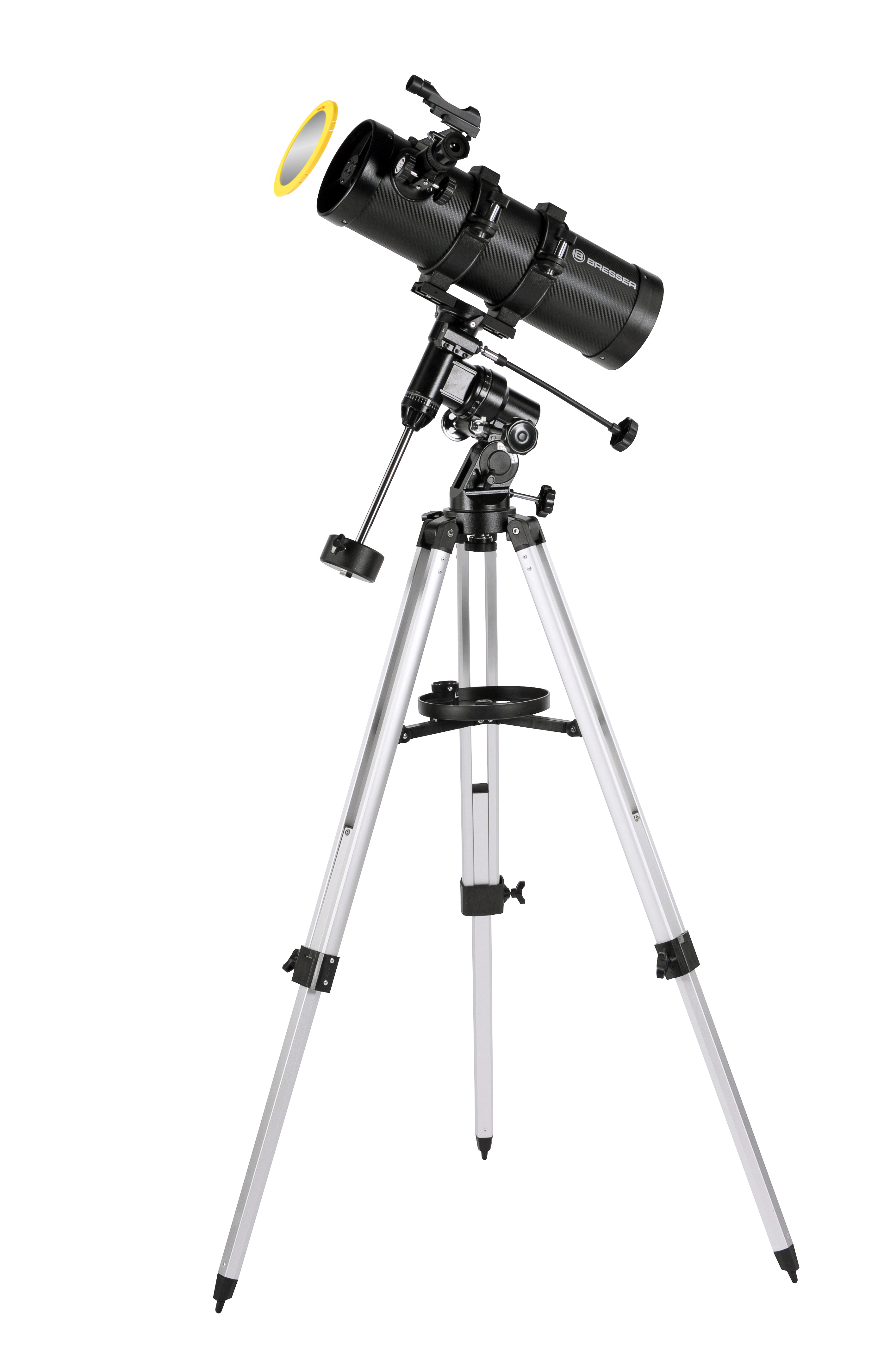 BRESSER Pluto 114/500 EQ3 Télescope à miroir avec adaptateur Smartphone & filtre solaire