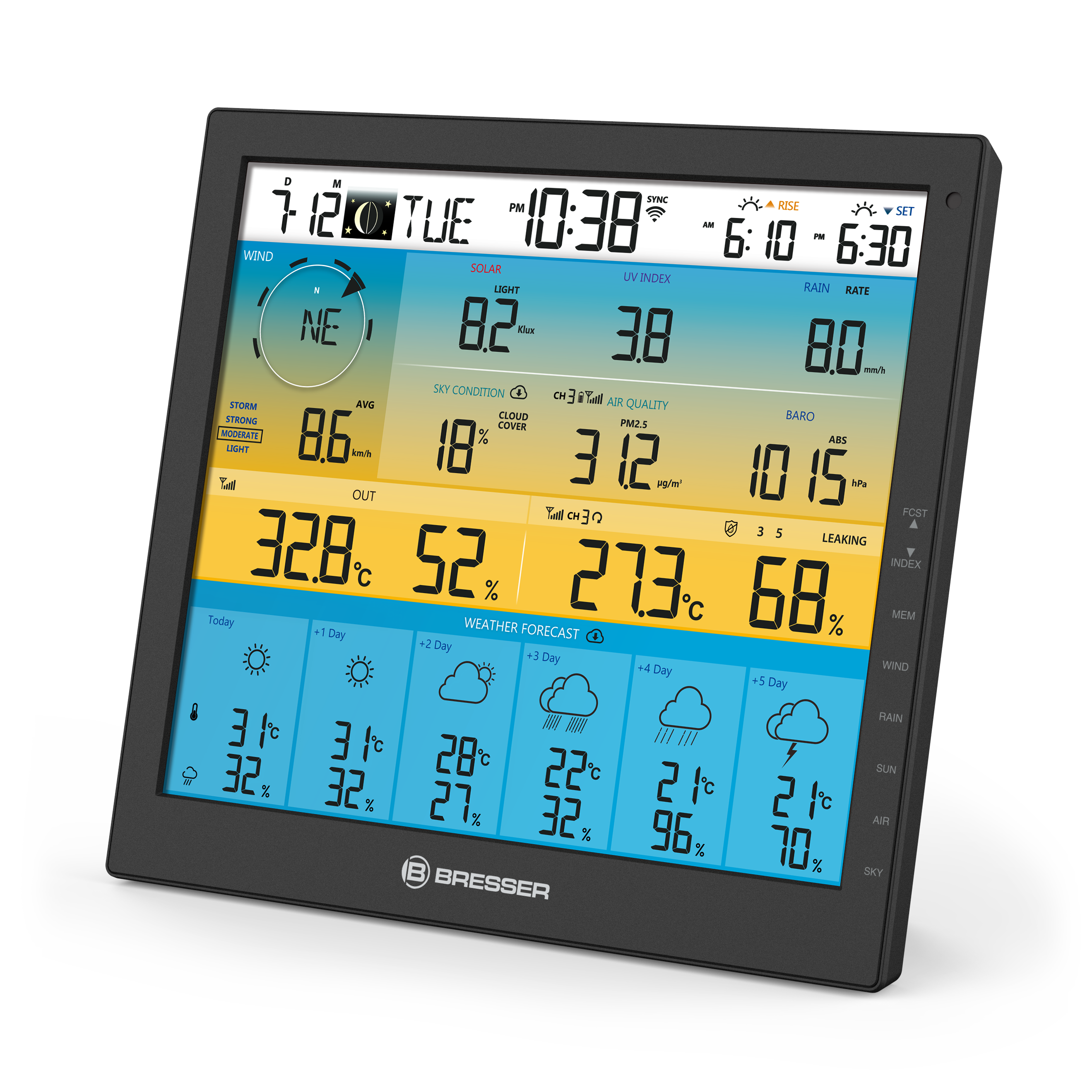 Station météo Wi-Fi Prévisions 6 jours Capteur 7-en-1 solaire