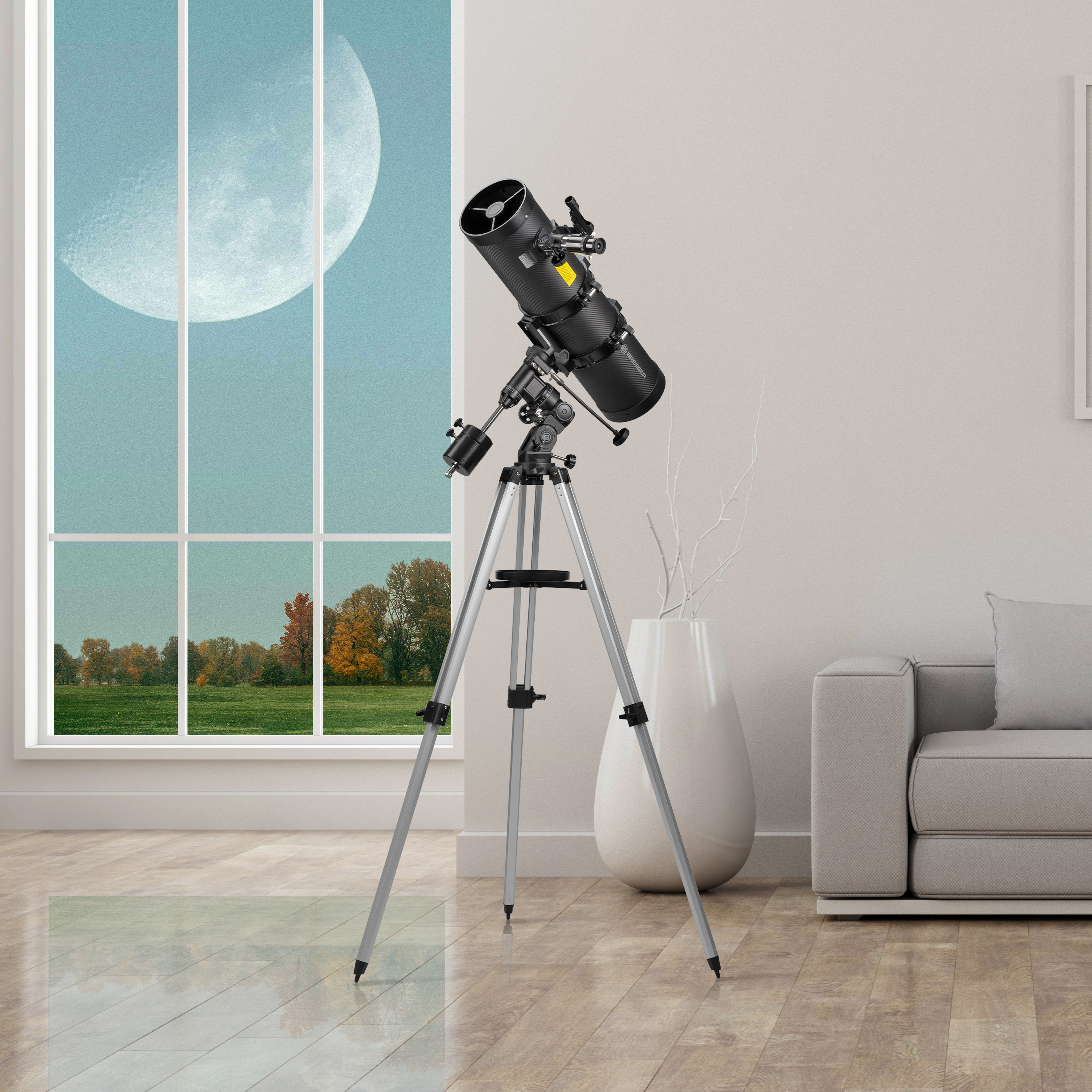 BRESSER Pollux-II 150/1400 EQ3 télescope à miroir avec adaptateur smartphone et filtre solaire