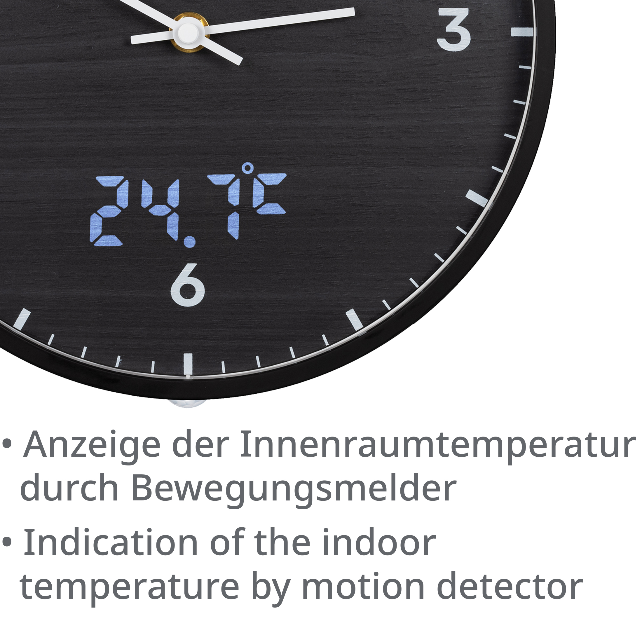 BRESSER MyTime LEDsec Horloge murale 24 cm avec affichage de la température