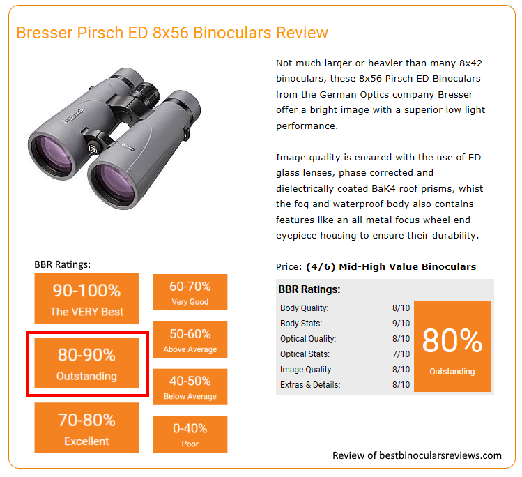 BRESSER Pirsch ED 8x56 Jumelles Phase Coating