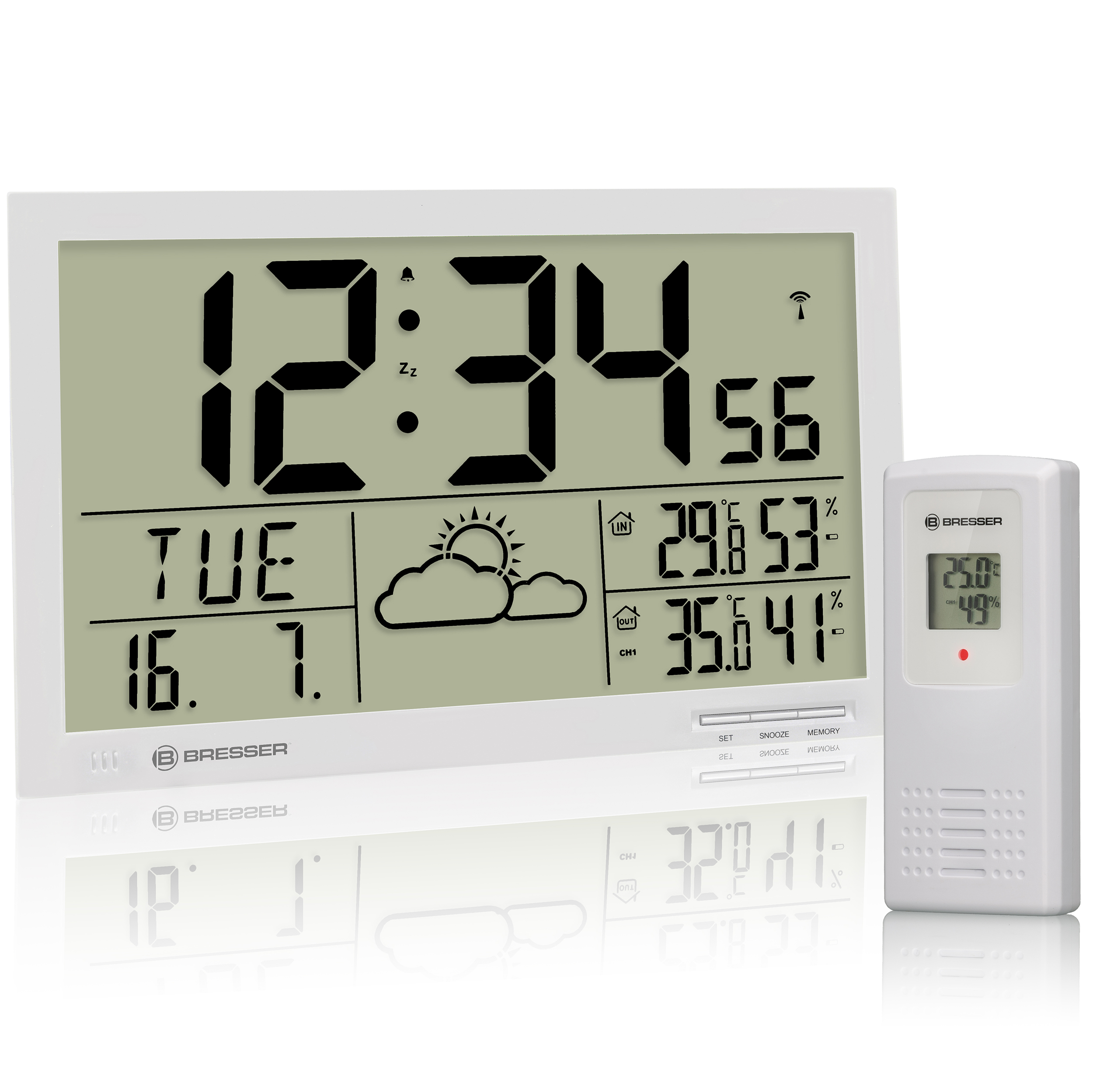 BRESSER MyTime Horloge murale météo Jumbo LCD