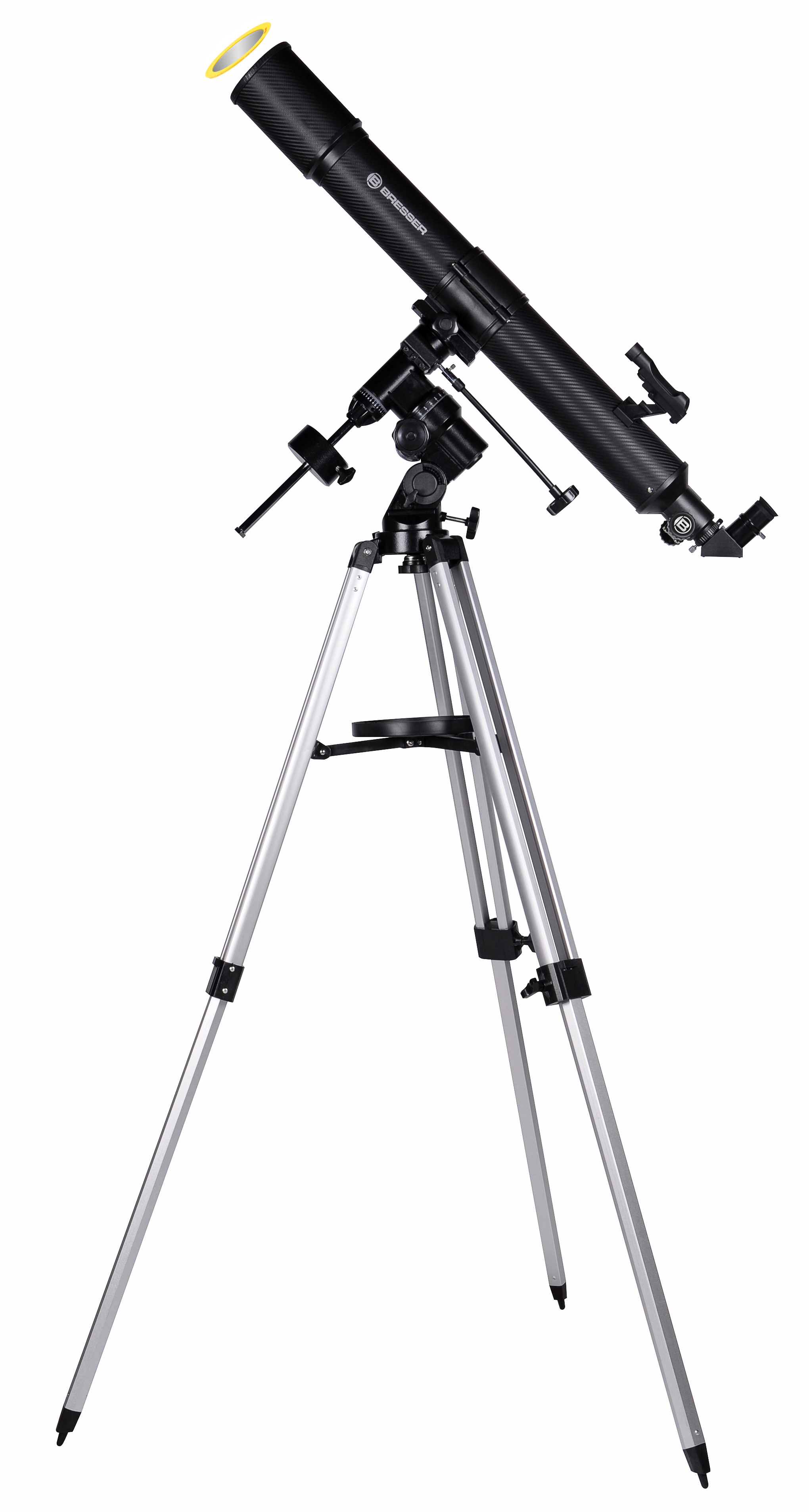 BRESSER Quasar 80/900 EQ3 Télescope à lentille avec adaptateur pour smartphone & filtre solaire