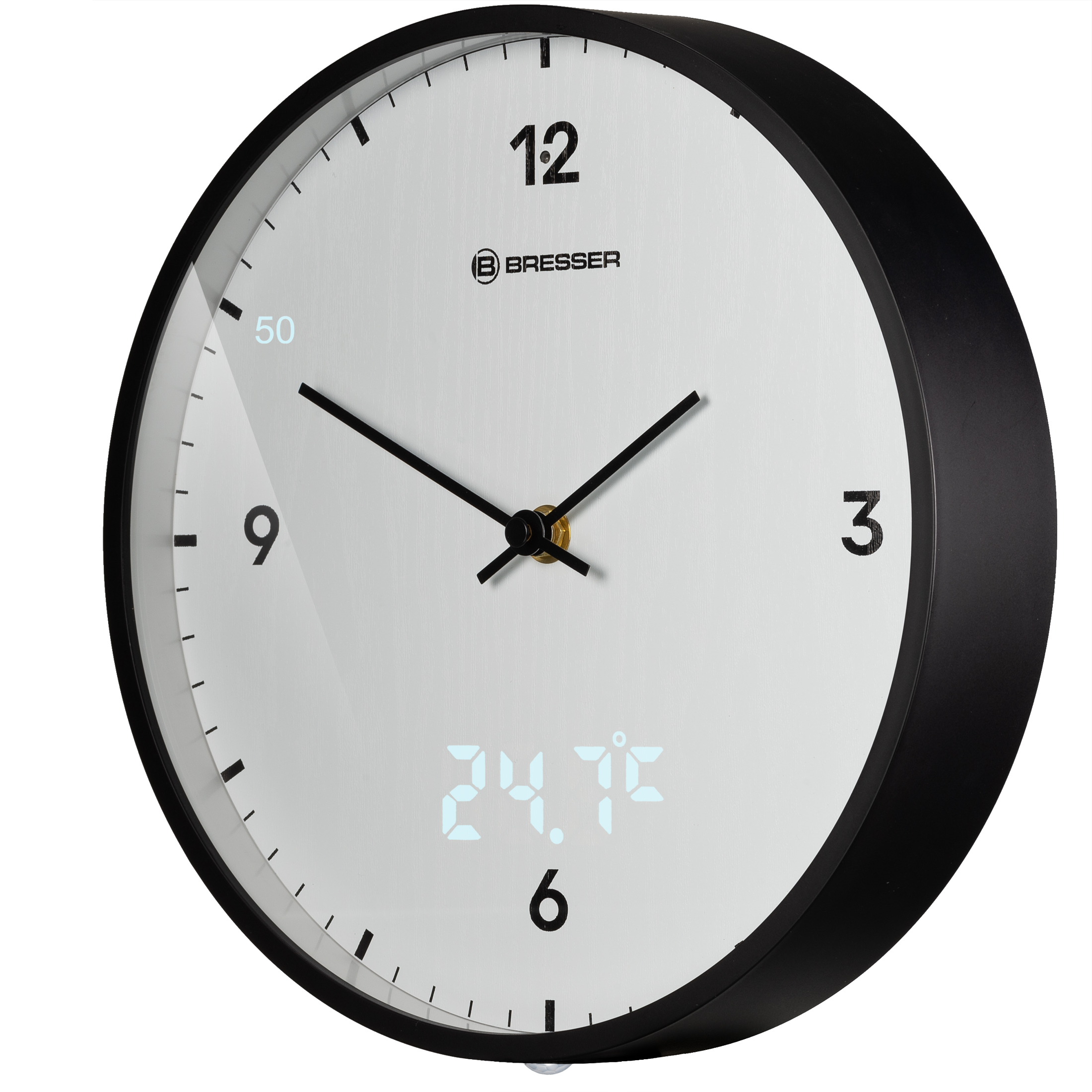 BRESSER MyTime LEDsec Wanduhr 24 cm mit Temperaturanzeige (Refurbished)