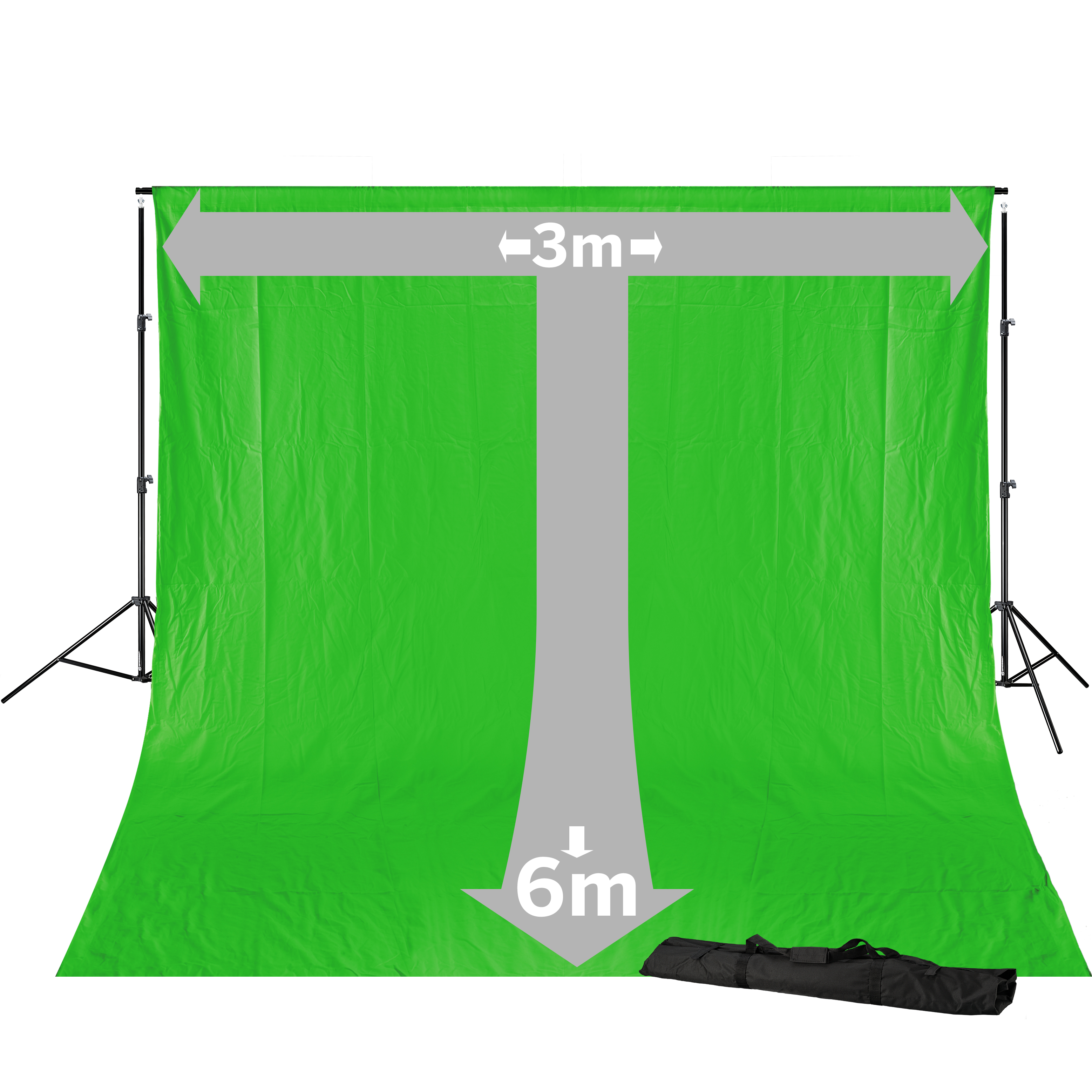 BRESSER BR-D23 Support de Fond de Studio + Fond de Studio en Tissu 3 x 6m Vert Chromakey